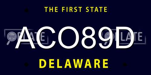 ACO89D Delaware License Plate