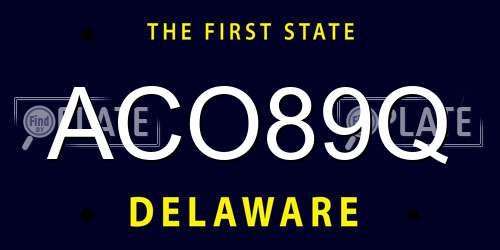 ACO89Q Delaware License Plate