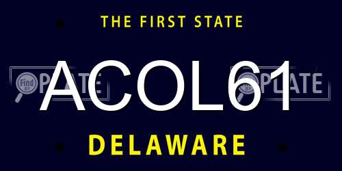 ACOL61 Delaware License Plate