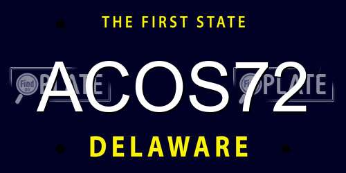 ACOS72 Delaware License Plate
