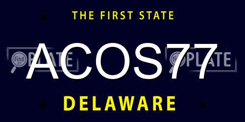 ACOS77 Delaware License Plate