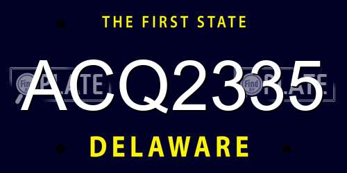 ACQ2335 Delaware License Plate