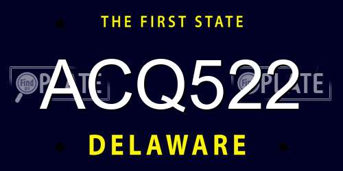 ACQ522 Delaware License Plate
