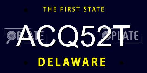 ACQ52T Delaware License Plate