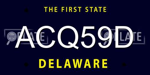 ACQ59D Delaware License Plate