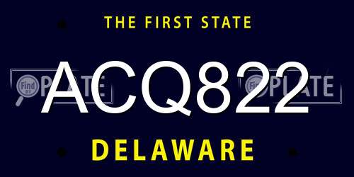 ACQ822 Delaware License Plate