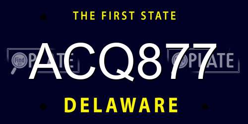 ACQ877 Delaware License Plate