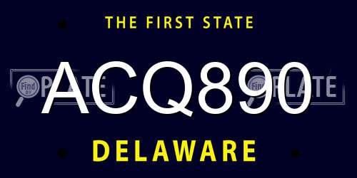ACQ890 Delaware License Plate