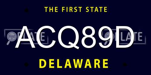 ACQ89D Delaware License Plate