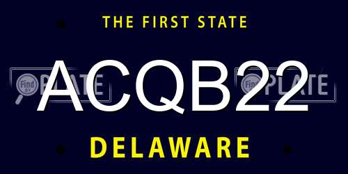 ACQB22 Delaware License Plate