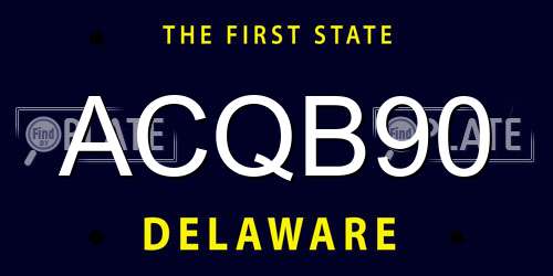 ACQB90 Delaware License Plate