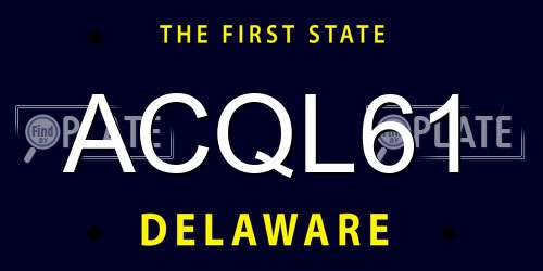 ACQL61 Delaware License Plate