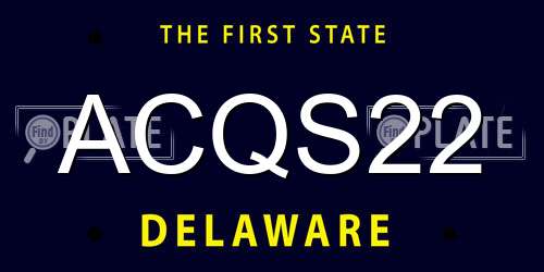 ACQS22 Delaware License Plate