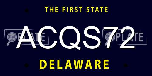 ACQS72 Delaware License Plate