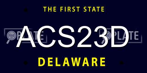 ACS23D Delaware License Plate