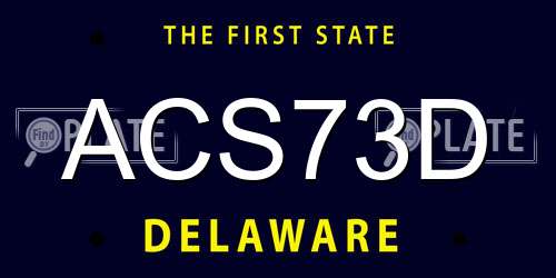 ACS73D Delaware License Plate