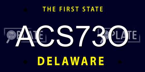 ACS73O Delaware License Plate