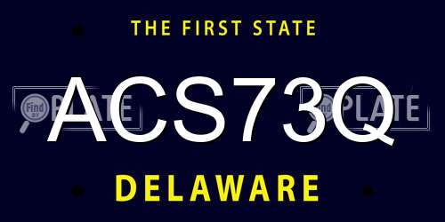 ACS73Q Delaware License Plate