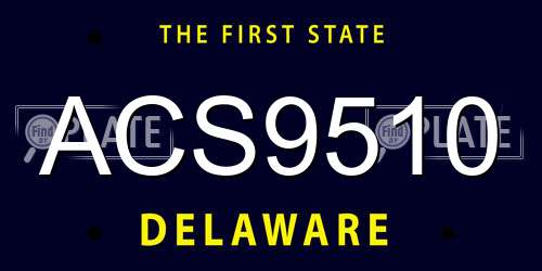 ACS9510 Delaware License Plate