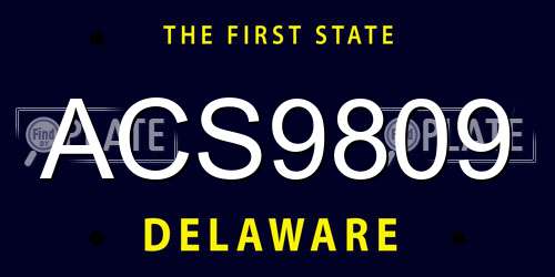 ACS9809 Delaware License Plate
