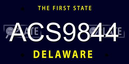 ACS9844 Delaware License Plate