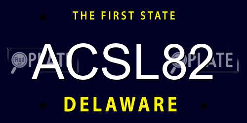 ACSL82 Delaware License Plate