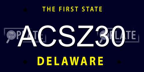 ACSZ30 Delaware License Plate