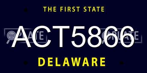 ACT5866 Delaware License Plate