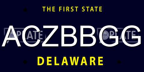 ACZBBGG Delaware License Plate