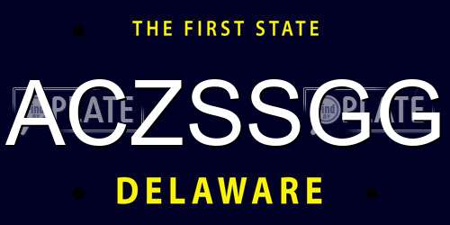 ACZSSGG Delaware License Plate