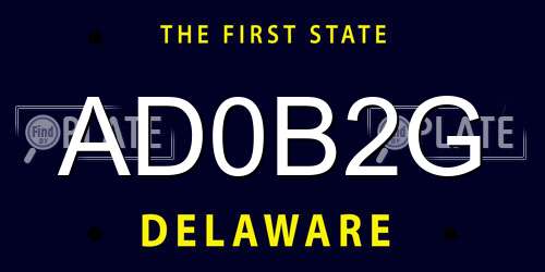 AD0B2G Delaware License Plate
