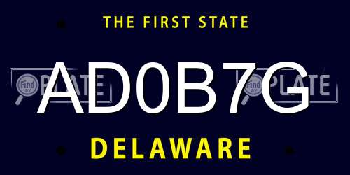 AD0B7G Delaware License Plate