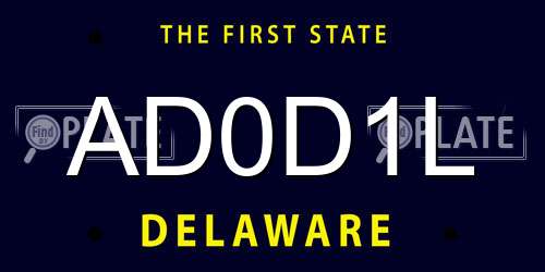 AD0D1L Delaware License Plate