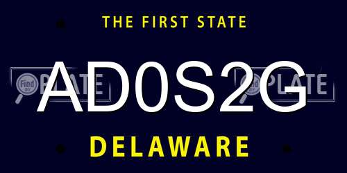 AD0S2G Delaware License Plate