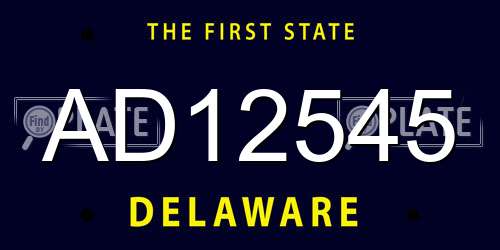 AD12545 Delaware License Plate