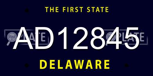 AD12845 Delaware License Plate
