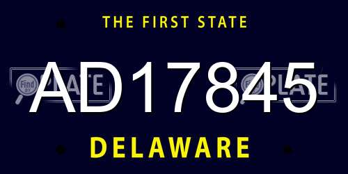 AD17845 Delaware License Plate