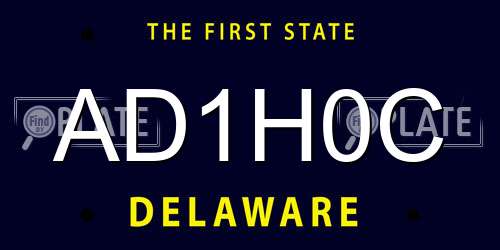 AD1H0C Delaware License Plate