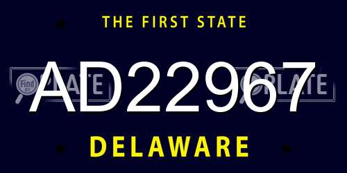 AD22967 Delaware License Plate