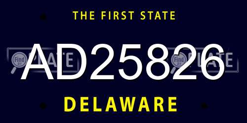 AD25826 Delaware License Plate