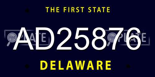 AD25876 Delaware License Plate