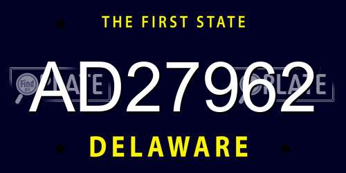 AD27962 Delaware License Plate
