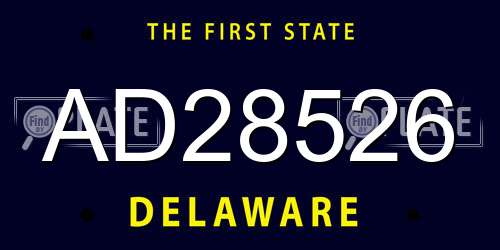 AD28526 Delaware License Plate