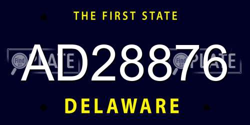 AD28876 Delaware License Plate