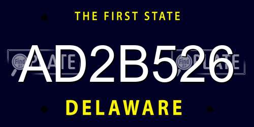 AD2B526 Delaware License Plate