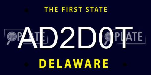 AD2D0T Delaware License Plate