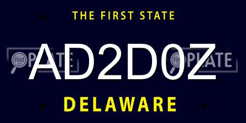AD2D0Z Delaware License Plate