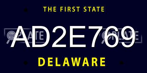 AD2E769 Delaware License Plate