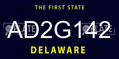 AD2G142 Delaware License Plate