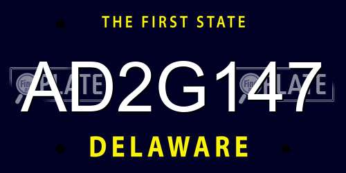 AD2G147 Delaware License Plate